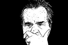 Black and white portrait of a pensive man