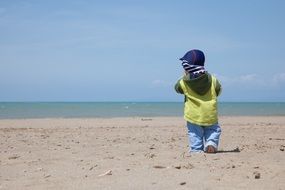 toddler on the sea beach