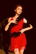 seductive girl in vintage a red dress