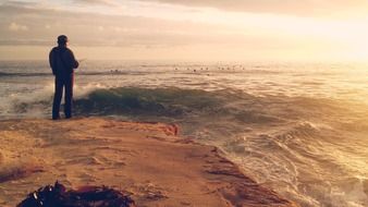 Photo of fisher on an ocean bank