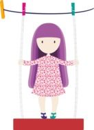drawing of a girl on a swing