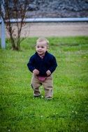 cute toddler boy on lawn