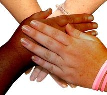 hands lie on each other close-up
