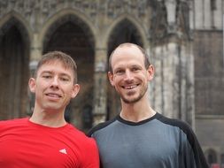 portrait of friends near the castle