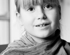 portrait of a pretty girl in black and white