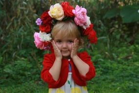 girl with a wreath of roses on her head