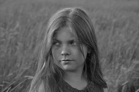 Black and white photo of the little girl