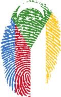 Ä°llustration of comoros flag in a shape of fingerprint