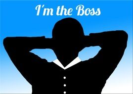 Clipart of silhouette of man and I'm the boss sign