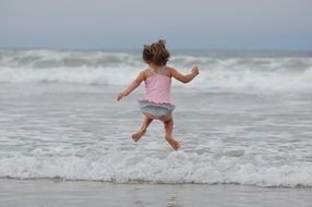 Photo of girl is jumping on a beach