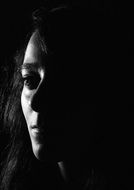 black and white picture shaded of a girl's face