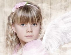 portrait of a girl with angel wings