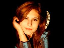 portrait of Girl with beautiful long brown hair