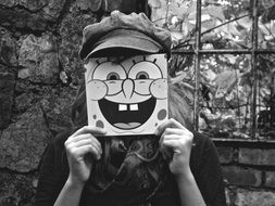 mask spongebob black white