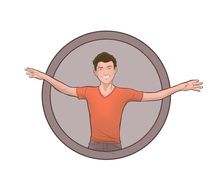 boy open arms drawing