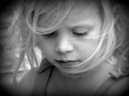 white and black photo portrait of girl face