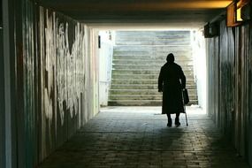 woman in tunnel