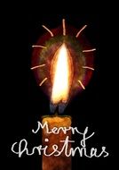 clipart of Burning candle and "Merry Christmas" text