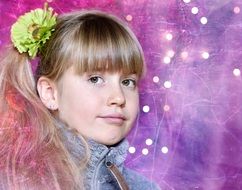 portrait of a girl on a purple background