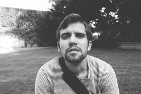 young beard man, black and white