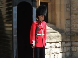 welsh guard in red uniform