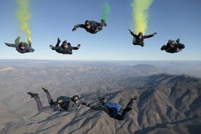 skydiving team in free falling