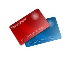 blue and red membership cards