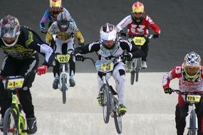 Group of bikers on a race