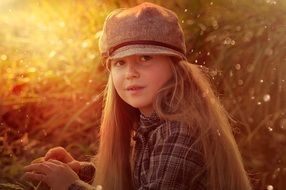 girl with long hair and a hat