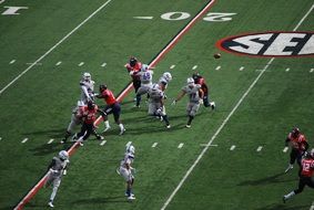American football game on the field with marking