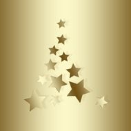 Clipart of Christmas tree of stars on a golden background