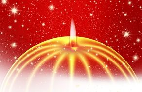 christmas candle on red background