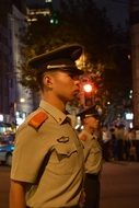 policemen at bright street view