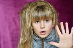 child girl face expression stop talking