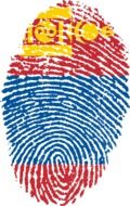 Clipart of mongolian flag in a shape of the fingerprint