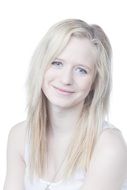 portrait of a blonde girl on a white background