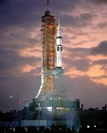 Saturn rocket on the launch pad