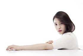 women alone white background