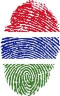 Gambia flag painted on fingerprint