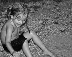 child wet playing