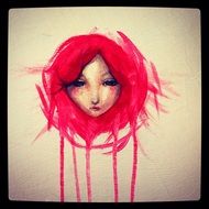 face portrait red girl drawing