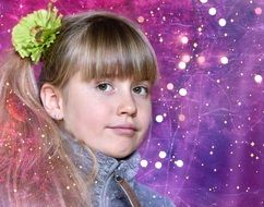 portrait of a girl on a colored background