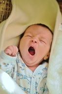 newborn baby on a green bedspread