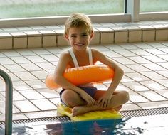 happy swimming boy