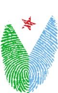 Fingerprint in the colors of the flag of Djibouti