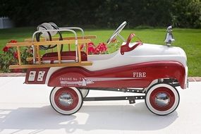 child's red fire truck