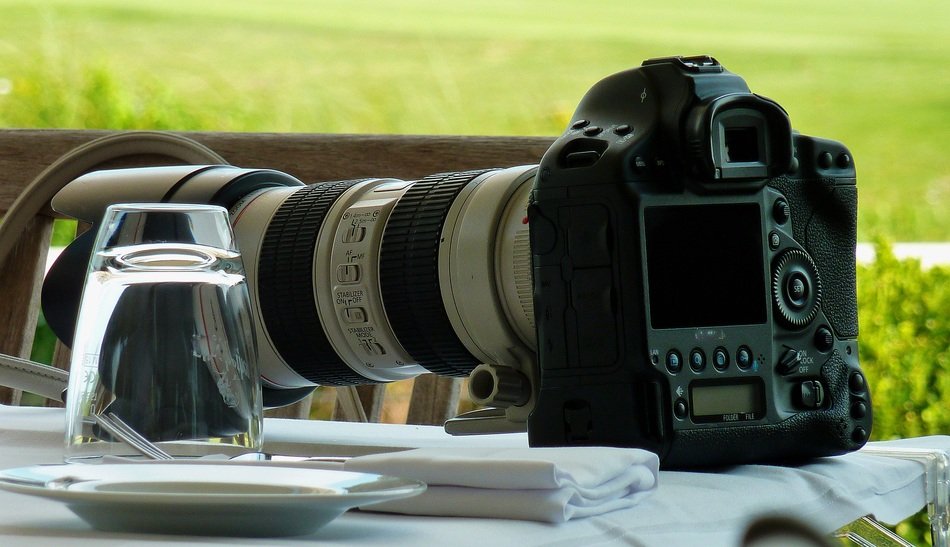the camera is on the table
