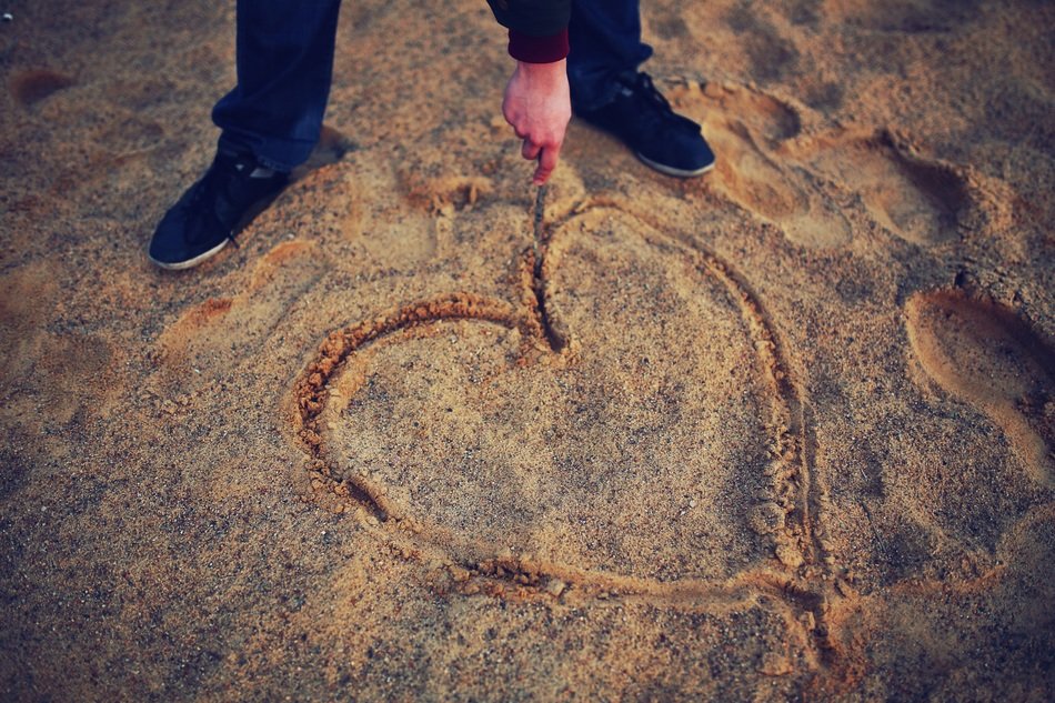 symbol of love on the beach