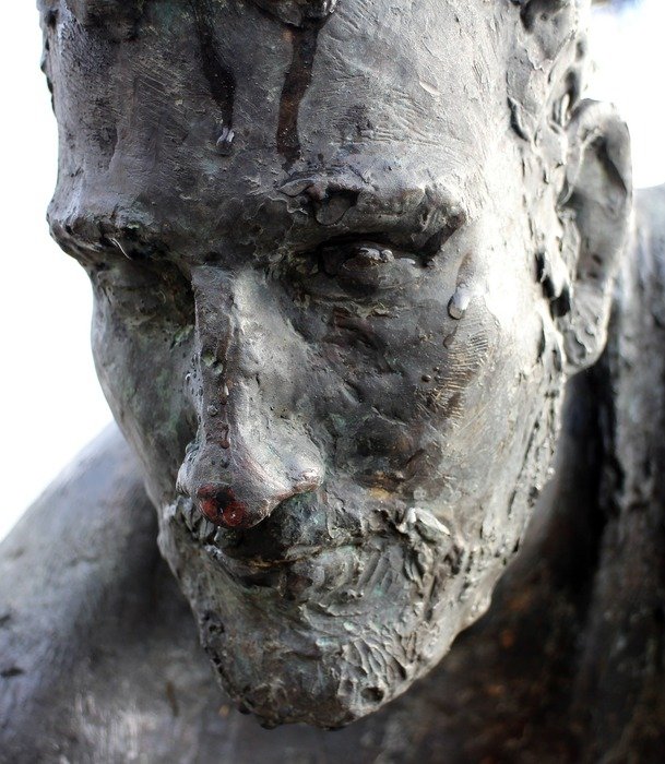 raindrops on male sculpture