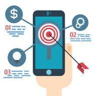 Smartphone apps flat icon design marketing and promotion infogra